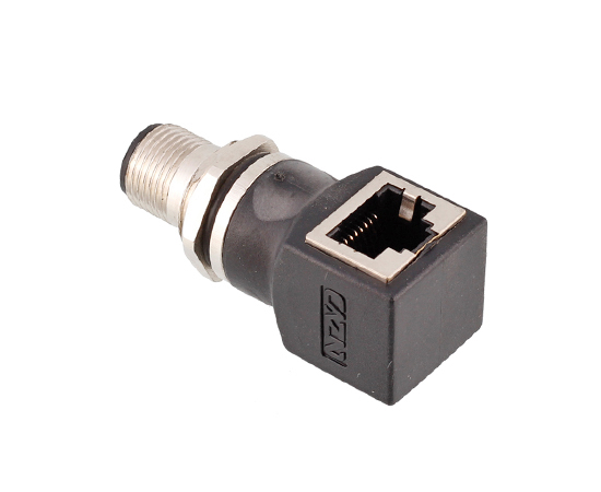 M12弯式针型转RJ45转接器}