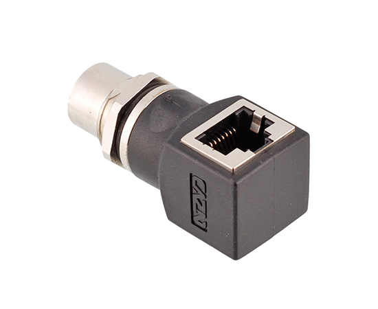 M12弯式孔型转RJ45转接器}