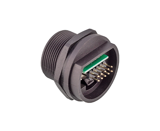 RJ45母PCB式板后插座(螺纹式)}