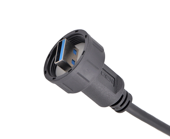 USB 公/母 成型直式插头(螺纹式)}