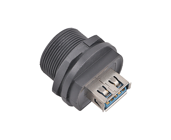 USB 母/母 板后插座(螺纹式)}
