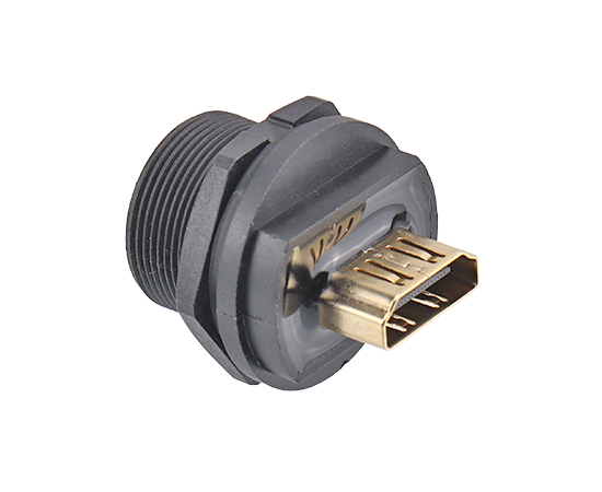 HDMI 母/母 板后插座 (螺纹式)}