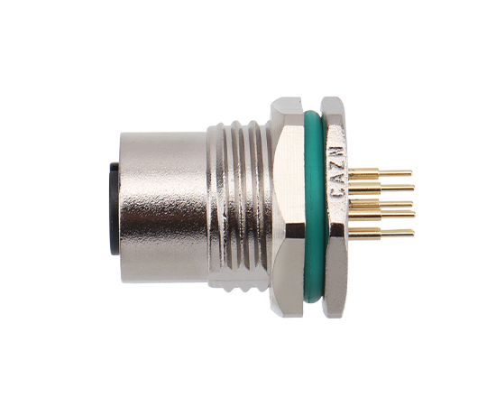 M12 锌合金外壳 板后安装孔型插座 PCB式 螺牙M16*1.5/PG9}