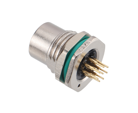 M12 锌合金外壳 板后安装孔型插座 PCB式 螺牙M16*1.5/PG9}