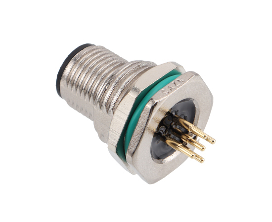 M12 锌合金外壳 板后安装针型插座 PCB式 螺牙M16*1.5/PG9}