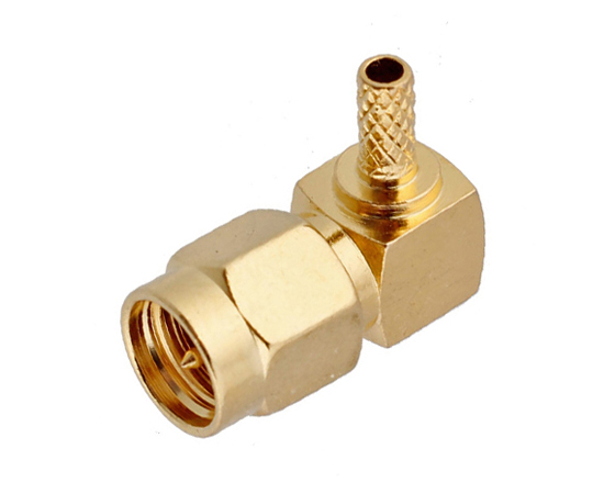 SMA(公)弯式插头，适用线缆：RG316 RG174 LMR100 ，频率：DC~6GHz