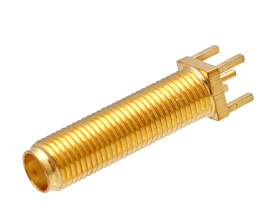SMA(母)直式PCB板插座，频率：DC~6GHz ，牙长：20mm