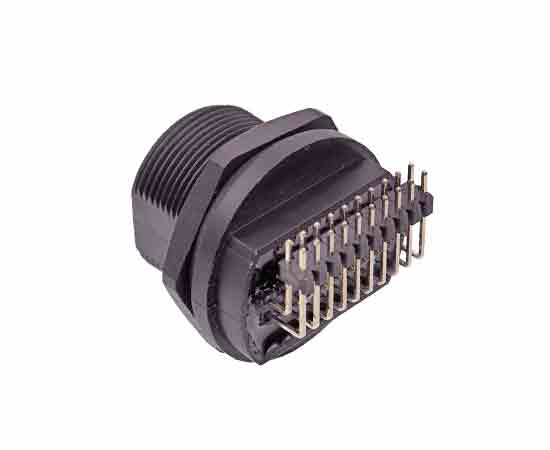 HDMI 母板后安装弯针插座(螺纹式)}